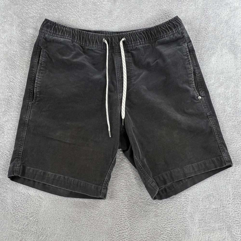 Vuori Optimist Corduroy Shorts M Charcoal Black Men Elastic Waist Drawstring